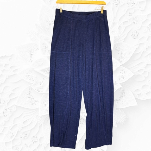 Eileen Fisher Navy Blue Hemp Lightweíght Relaxed Pants Size Extra Small - Picture 2 of 2